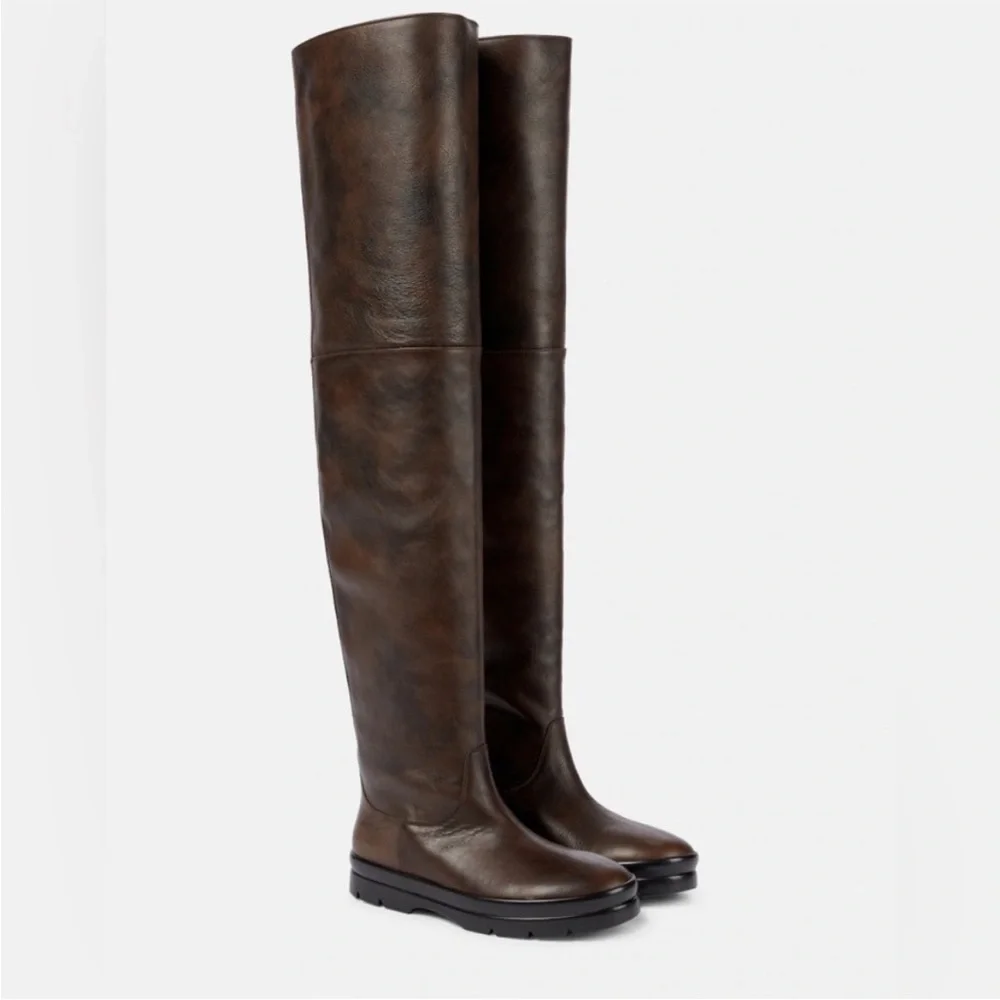 The Row Billie Pull-On Thigh-High Boots Leather Boots